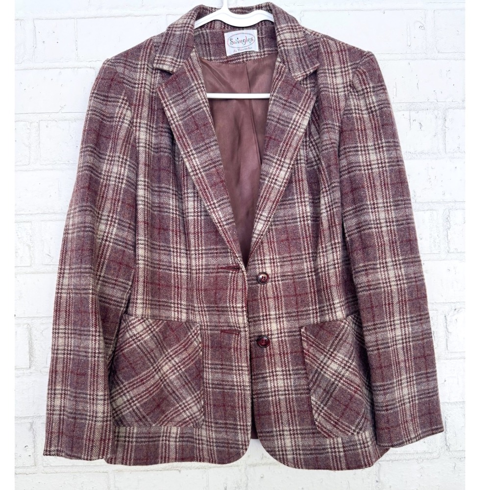 70s Swingles by Character Plaid Blazer Preppy Dark Academia Approx. Size Small